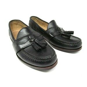 Allen Edmonds Bennington Mens Black Moc Toe Tassel Weave Loafers Size US 8 D